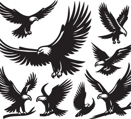Majestic Black and White Eagle Vector Illustration – Fierce Falcon Silhouette Logo