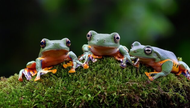 three theloderma corticale vietnamese mossy frog juvenile on moss mossy tree frog camouflage on moss mossy tree frog on moss