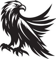 Majestic Black and White Eagle Vector Illustration – Fierce Falcon Silhouette Logo