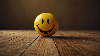 smiley face on wooden background