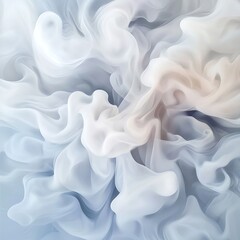 Obraz premium Soft Ethereal Waves of Smoke Blending Harmoniously in a Gentle Blue and White Abstract Background