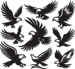 Majestic Black and White Eagle Vector Illustration – Fierce Falcon Silhouette Logo