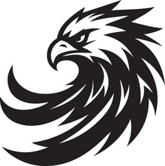 Majestic Black and White Eagle Vector Illustration – Fierce Falcon Silhouette Logo