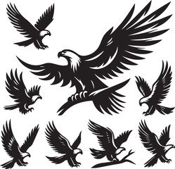 Majestic Black and White Eagle Vector Illustration – Fierce Falcon Silhouette Logo