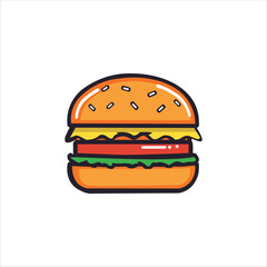 Vector Logo Burger, Burger Icon, Hamburger Silhouette, Esport Vector Logo Hamburger on White Background, Food Emblem, Burger Design