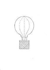 Hand Drawn Hot Air Balloon Illustration Minimalist Sketch for Art Prints and Designs
