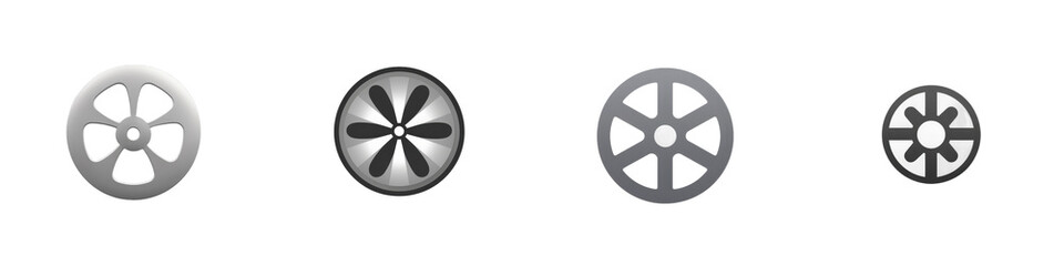 Obraz premium Four gray icon design wheels on a white background isolated on white or transparent