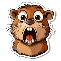 Obraz premium A surprised cartoon otter with big eyes and an open mouth, expressing shock.