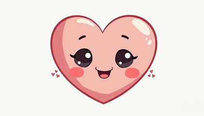 Kawaii heart illustration with happy expression and cute design  
