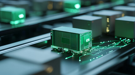 Innovative logistics technology warehouse automation digital transport modern supply chain aerial view futuristic concepts