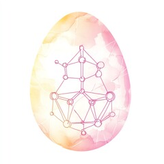 A vibrant and artistic illustration of a geometric egg design with a pastel background.