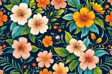 Vibrant Summer Floral Design Featuring Lush Blooms Foliage and Tendrils