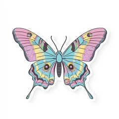 A vibrant butterfly illustration with colorful wings displaying intricate patterns.
