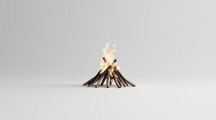Fototapeta premium Cozy Campfire Warm Flames White Background High Resolution Image