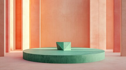 Fototapeta premium Modern, Minimalist, Pastel, Geometric, Display, Platform, Product, Showcase