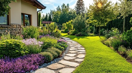 Obraz premium Serene Garden Pathway Scene