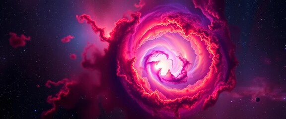 Cosmic flower nebula, vibrant colors, swirling gas and dust clouds, distant stars, colors, space