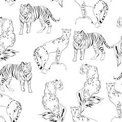 seamless animal pattern on white background