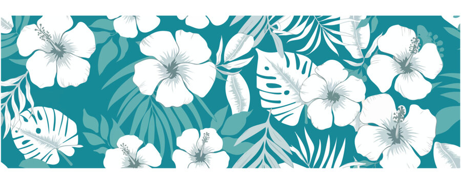 Aloha Hibiscus Flower Seamless Pattern Hawaiian Tropical Vibe