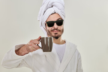 masculine man with coffee