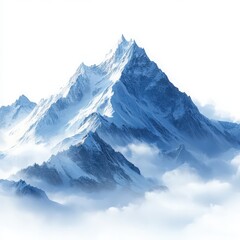Obraz premium Majestic snow-covered mountain peaks rising above ethereal clouds panorama