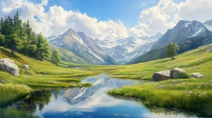 Fototapeta premium Serene Mountain Landscape View