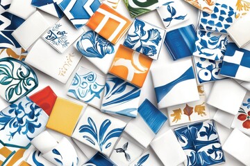 Obraz premium Colorful Hand-painted Ceramic Tiles