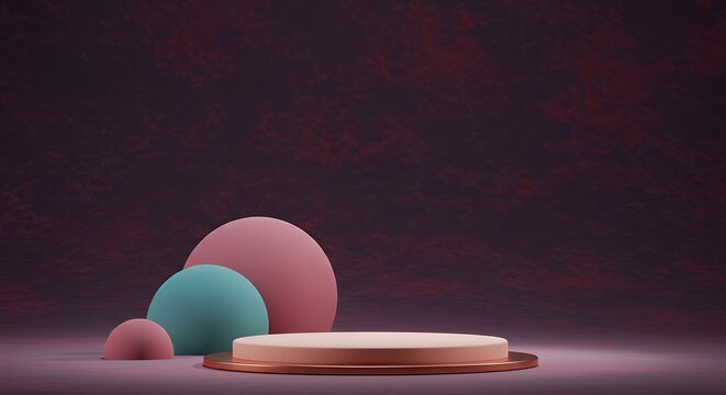 Elegant Product Display Podium with Spheres on Textured Dark Background