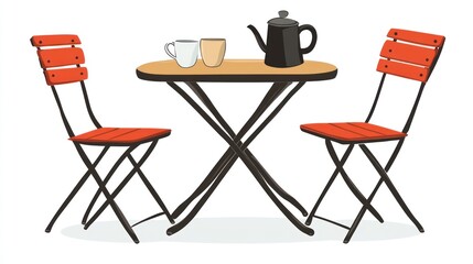Outdoor cafe table and chairs, illustration