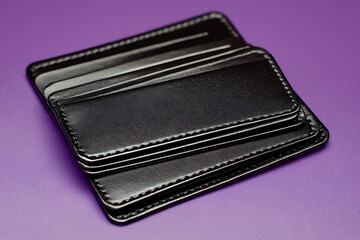 Sleek Black Leather Card Holder Wallet