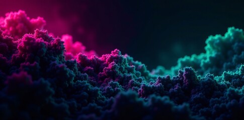 Abstract black wallpaper with vibrant neon pink and green highlights, abstract, background