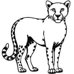 Adobe Illustrator ArtwLeopard head logotype or mascot hand drawn ink sketch. Engraving style vector illustration.ork