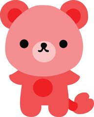 Red and  pink taddy bear art illustration minimal style gudda 