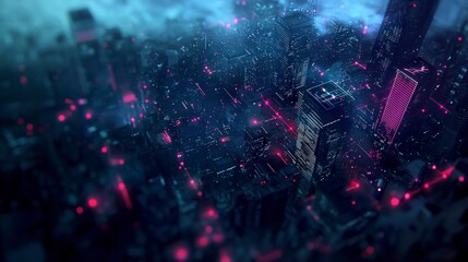Obraz premium Futuristic Cityscape AI Crypto Network Security Digital Frontier
