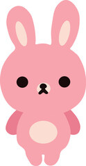 Cute cartoon rabbit standing clipart art illustration minimal style pink colours taddy bear bhalu
