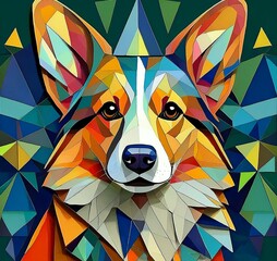 AI-generated Cubism illustration of a Dog