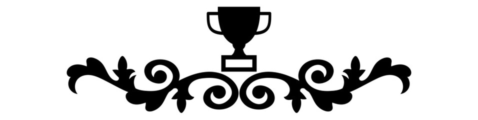 Elegant Victorian swirls with trophy vector for awards, achievements, and decorative elements. Perfect for classic design, certificate templates, and vintage-style projects.