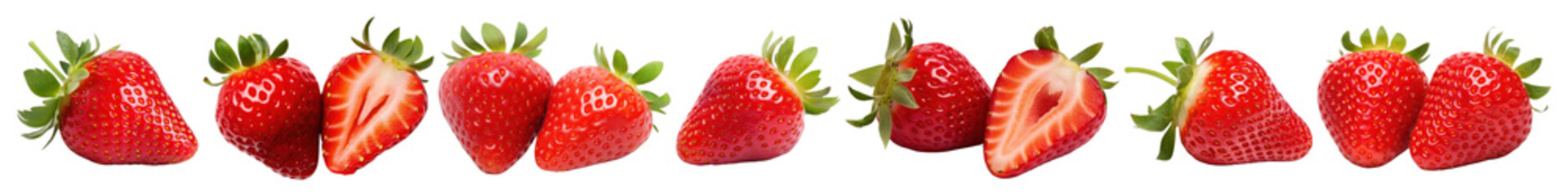 PNG Fresh strawberries vibrant border, element set on transparent background