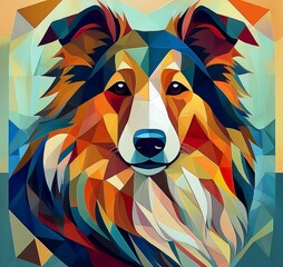 AI-generated Cubism illustration of a Dog