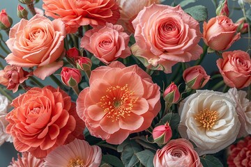 Enchanting Coral and Rose Floral Background for Romantic Moments