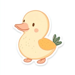 Fototapeta premium Cute cartoon duck illustration with soft pastel colors and a friendly expression.
