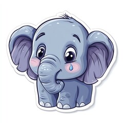 Obraz premium Cute cartoon elephant with a tear, showcasing emotions in a whimsical style.