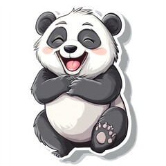 Fototapeta premium Cute cartoon panda smiling and relaxing, perfect for children's designs and animal lovers.