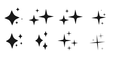 Collection of Sparkle and Twinkle Star Icons in Various Styles