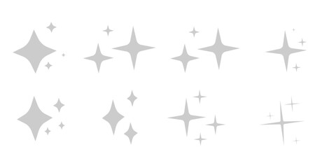 Collection of Sparkle and Twinkle Star Icons in Various Styles