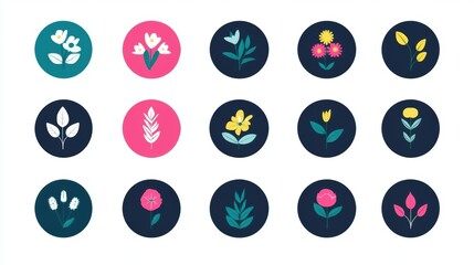 Adorable Vector - Illustrated Flower Icons: A Modern, Simple Collection Isolated on White