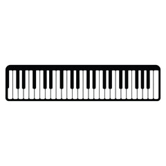 Fototapeta premium Piano Keyboard Silhouette, Vector, Icon, Logo, White Background.