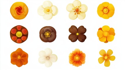Adorable Vector - Illustrated Flower Icons: A Modern, Simple Collection Isolated on White