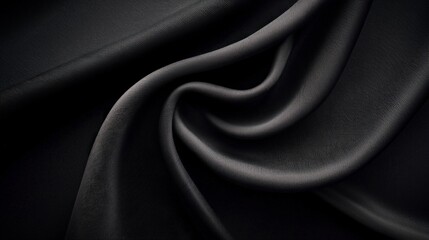 Fototapeta premium Elegant Black Silk Fabric Drape Luxury Texture Background