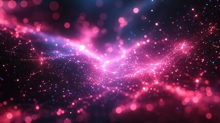 Fototapeta premium Abstract cosmic energy flow, vibrant pink and blue, digital art background, futuristic visuals